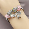 Stainless Steel Individual Bangle, Heart and Eiffel Tower Design, with Light Rose Crystal, Multicolor Enamel Finish, Rhodium Finish, 07.454.0016.1 (03 MM Thickness, One size fits all)
