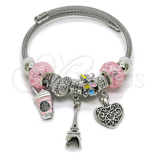 Stainless Steel Jewelry — Individual Bangle Heart and Eiffel Tower Design with — main product view — SKU 165775 | Acero Inoxidable joyería — Individual Bangle corazón and Eiffel Tower diseño with — SKU 165775