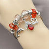 Stainless Steel Individual Bangle, Dolphin and Swan Design, with Light Siam and Crystal Crystal, Polished, Rhodium Finish, 07.454.0018 (03 MM Thickness, One size fits all)