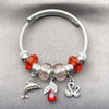 Stainless Steel Individual Bangle, Dolphin and Swan Design, with Light Siam and Crystal Crystal, Polished, Rhodium Finish, 07.454.0018 (03 MM Thickness, One size fits all)