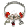 Stainless Steel Individual Bangle, Dolphin and Swan Design, with Light Siam and Crystal Crystal, Polished, Rhodium Finish, 07.454.0018 (03 MM Thickness, One size fits all)