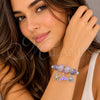 Stainless Steel Individual Bangle, Shell and Fish Design, with Tanzanite Crystal, Purple Enamel Finish, Steel Finish, 07.454.0005.2 (03 MM Thickness, One size fits all)