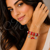 Stainless Steel Individual Bangle, Star and Shell Design, with Light Siam Crystal, Red Enamel Finish, Steel Finish, 07.454.0005.3 (03 MM Thickness, One size fits all)