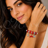 Stainless Steel Individual Bangle, Star and Shell Design, with Light Siam Crystal, Red Enamel Finish, Steel Finish, 07.454.0005.3 (03 MM Thickness, One size fits all)