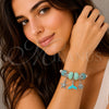 Stainless Steel Individual Bangle, Star and Shell Design, with Light Turquoise Crystal, Turquoise Enamel Finish, Steel Finish, 07.454.0005.4 (03 MM Thickness, One size fits all)