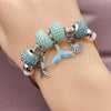 Stainless Steel Individual Bangle, Star and Shell Design, with Light Turquoise Crystal, Turquoise Enamel Finish, Steel Finish, 07.454.0005.4 (03 MM Thickness, One size fits all)