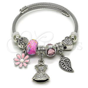 Stainless Steel Jewelry — Individual Bangle Flower and Leaf Design with Light — main product view — SKU 165782 | Acero Inoxidable joyería — Individual Bangle flor and Leaf diseño with Light — SKU 165782