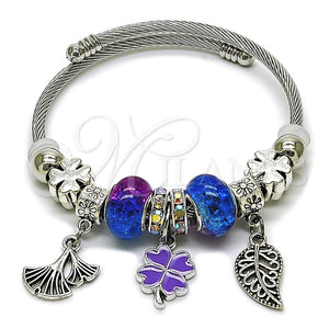 Stainless Steel Jewelry — Individual Bangle Leaf and Four-leaf Clover Design with — main product view — SKU 165783 | Acero Inoxidable joyería — Individual Bangle Leaf and Four-leaf Clover diseño with — SKU 165783