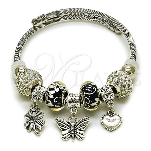 Stainless Steel Jewelry — Individual Bangle Butterfly and Heart Design with Crystal — main product view — SKU 165784 | Acero Inoxidable joyería — Individual Bangle mariposa and corazón diseño with cristal — SKU 165784