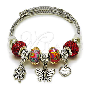 Stainless Steel Jewelry — Individual Bangle Butterfly and Four-leaf Clover Design with — main product view — SKU 165785 | Acero Inoxidable joyería — Individual Bangle mariposa and Four-leaf Clover diseño with — SKU 165785