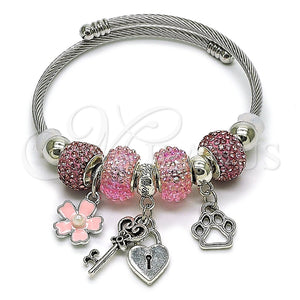 Stainless Steel Jewelry — Individual Bangle Heart and Lock Design with Ivory — main product view — SKU 165786 | Acero Inoxidable joyería — Individual Bangle corazón and Lock diseño with Ivory — SKU 165786
