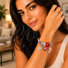 Stainless Steel Individual Bangle, Bow and Heart Design, with Light Silk and Crystal Crystal, Red Enamel Finish, Rhodium Finish, 07.454.0024 (03 MM Thickness, One size fits all)
