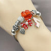Stainless Steel Individual Bangle, Bow and Heart Design, with Light Silk and Crystal Crystal, Red Enamel Finish, Rhodium Finish, 07.454.0024 (03 MM Thickness, One size fits all)