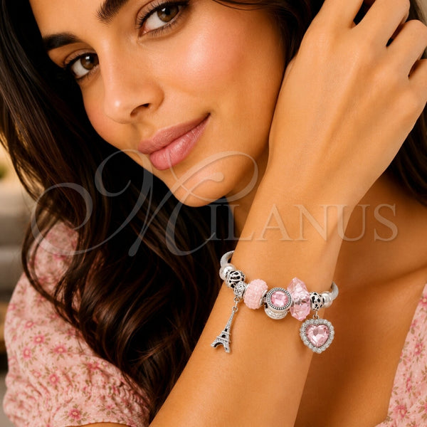 Stainless Steel Jewelry — Individual Bangle Heart and Eiffel Tower Design with — alternate product view — SKU 165791 | Acero Inoxidable joyería — Individual Bangle corazón and Eiffel Tower diseño with — SKU 165791