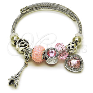 Stainless Steel Jewelry — Individual Bangle Heart and Eiffel Tower Design with — main product view — SKU 165791 | Acero Inoxidable joyería — Individual Bangle corazón and Eiffel Tower diseño with — SKU 165791