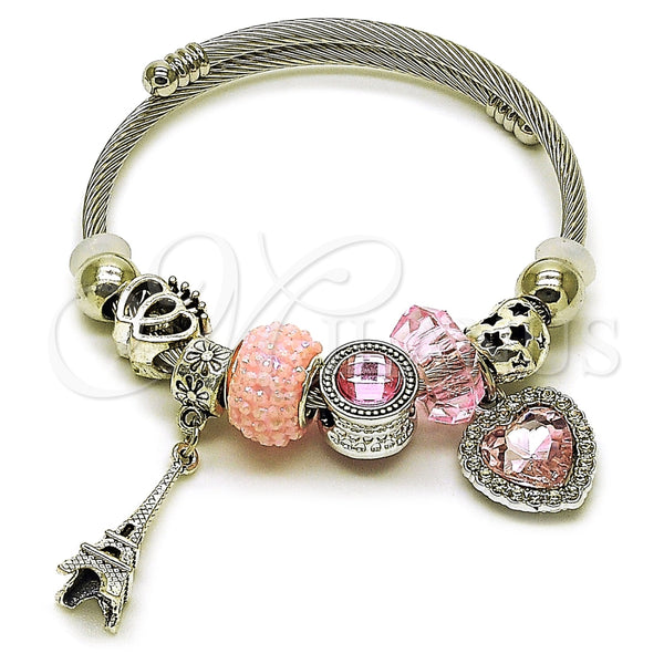 Stainless Steel Jewelry — Individual Bangle Heart and Eiffel Tower Design with — main product view — SKU 165791 | Acero Inoxidable joyería — Individual Bangle corazón and Eiffel Tower diseño with — SKU 165791