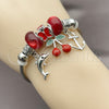 Stainless Steel Individual Bangle, Anchor and Dolphin Design, with Siam Crystal, Red Enamel Finish, Rhodium Finish, 07.454.0026 (03 MM Thickness, One size fits all)