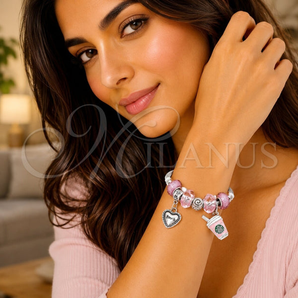 Stainless Steel Jewelry — Individual Bangle Heart and Drink Glass Design with — alternate product view — SKU 165793 | Acero Inoxidable joyería — Individual Bangle corazón and Drink Glass diseño with — SKU 165793