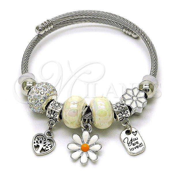 Stainless Steel Jewelry — Individual Bangle Flower and Heart Design with Aurore — main product view — SKU 165796 | Acero Inoxidable joyería — Individual Bangle flor and corazón diseño with Aurore — SKU 165796