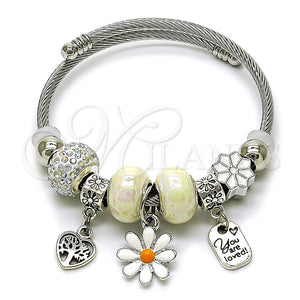 Stainless Steel Jewelry — Individual Bangle Flower and Heart Design with Aurore — main product view — SKU 165796 | Acero Inoxidable joyería — Individual Bangle flor and corazón diseño with Aurore — SKU 165796
