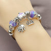 Stainless Steel Individual Bangle, Elephant and Crown Design, with Violet Crystal, Polished, Rhodium Finish, 07.454.0031 (03 MM Thickness, One size fits all)