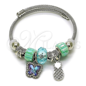 Stainless Steel Jewelry — Individual Bangle Butterfly and Pineapple Design with Light — main product view — SKU 165799 | Acero Inoxidable joyería — Individual Bangle mariposa and Pineapple diseño with Light — SKU 165799