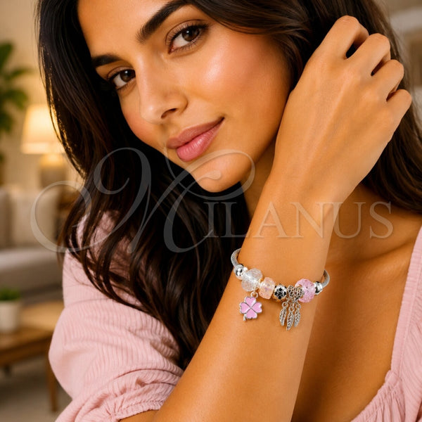 Stainless Steel Jewelry — Individual Bangle Four-leaf Clover and Heart Design with — alternate product view — SKU 165800 | Acero Inoxidable joyería — Individual Bangle Four-leaf Clover and corazón diseño with — SKU 165800