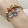 Stainless Steel Individual Bangle, Teddy Bear and Heart Design, with Amethyst and Light Peach Crystal, Purple Enamel Finish, Golden Finish, 07.454.0034 (03 MM Thickness, One size fits all)