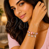 Stainless Steel Individual Bangle, Shell and Snail Design, with Light Rose and Aurore Boreale Crystal, Pink Enamel Finish, Golden Finish, 07.454.0035.2 (03 MM Thickness, One size fits all)