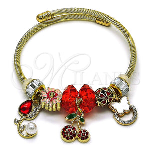 Stainless Steel Jewelry — Individual Bangle Flower and Cherry Design with Light — main product view — SKU 165806 | Acero Inoxidable joyería — Individual Bangle flor and Cherry diseño with Light — SKU 165806