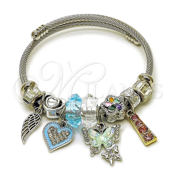Stainless Steel Jewelry — Individual Bangle Butterfly and Heart Design with Crystal — main product view — SKU 165812 | Acero Inoxidable joyería — Individual Bangle mariposa and corazón diseño with cristal — SKU 165812