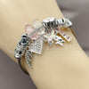 Stainless Steel Individual Bangle, Butterfly and Heart Design, with Crystal and Light Rose Crystal, Pink Enamel Finish, Two Tone, 07.454.0042.1 (03 MM Thickness, One size fits all)