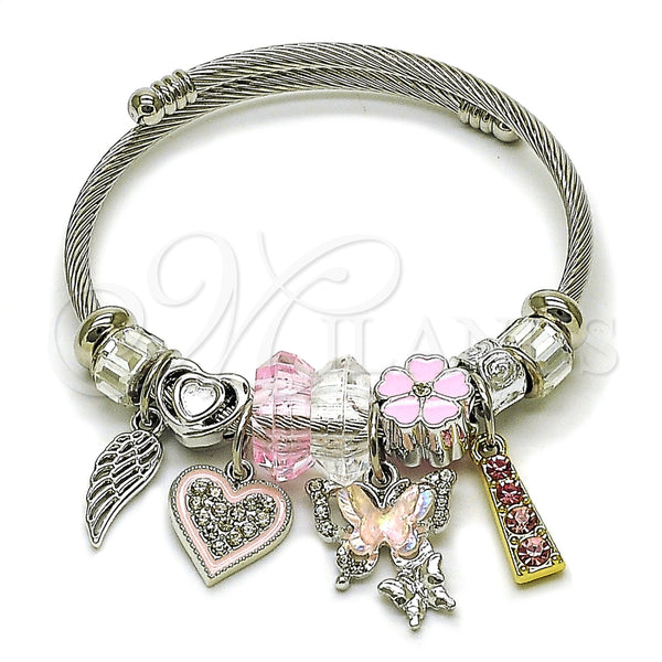 Stainless Steel Jewelry — Individual Bangle Butterfly and Heart Design with Crystal — main product view — SKU 165813 | Acero Inoxidable joyería — Individual Bangle mariposa and corazón diseño with cristal — SKU 165813