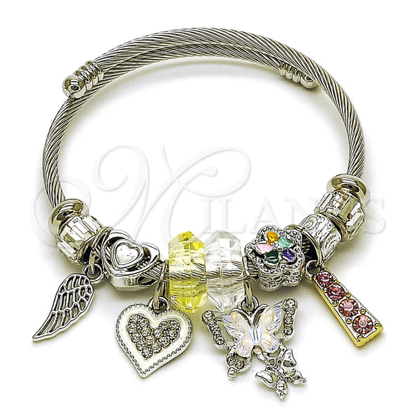 Stainless Steel Jewelry — Individual Bangle Butterfly and Heart Design with Crystal — main product view — SKU 165814 | Acero Inoxidable joyería — Individual Bangle mariposa and corazón diseño with cristal — SKU 165814