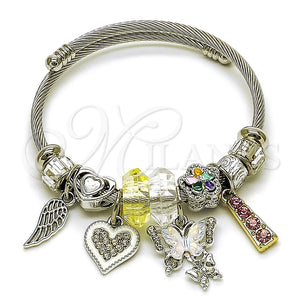 Stainless Steel Jewelry — Individual Bangle Butterfly and Heart Design with Crystal — main product view — SKU 165814 | Acero Inoxidable joyería — Individual Bangle mariposa and corazón diseño with cristal — SKU 165814
