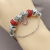 Stainless Steel Individual Bangle, Heart and Flower Design, with Light Siam and Crystal Crystal, Polished, Rhodium Finish, 07.454.0044.1 (03 MM Thickness, One size fits all)
