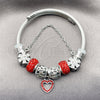 Stainless Steel Individual Bangle, Heart and Flower Design, with Light Siam and Crystal Crystal, Polished, Rhodium Finish, 07.454.0044.1 (03 MM Thickness, One size fits all)