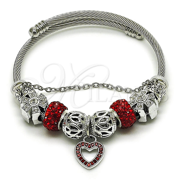 Stainless Steel Jewelry — Individual Bangle Heart and Flower Design with Light — main product view — SKU 165817 | Acero Inoxidable joyería — Individual Bangle corazón and flor diseño with Light — SKU 165817