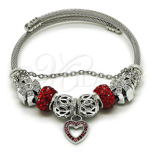 Stainless Steel Jewelry — Individual Bangle Heart and Flower Design with Light — main product view — SKU 165817 | Acero Inoxidable joyería — Individual Bangle corazón and flor diseño with Light — SKU 165817