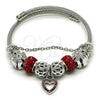 Stainless Steel Individual Bangle, Heart and Flower Design, with Light Siam and Crystal Crystal, Polished, Rhodium Finish, 07.454.0044.1 (03 MM Thickness, One size fits all)
