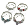 Stainless Steel Individual Bangle, Heart and Flower Design, with Light Siam and Crystal Crystal, Polished, Rhodium Finish, 07.454.0044.1 (03 MM Thickness, One size fits all)