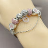 Stainless Steel Individual Bangle, Heart and Flower Design, with Crystal and Light Rose Crystal, Polished, Rhodium Finish, 07.454.0044.2 (03 MM Thickness, One size fits all)