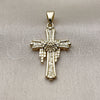 Oro Laminado Religious Pendant, Gold Filled Style Cross Design, Polished, Golden Finish, 05.213.0218