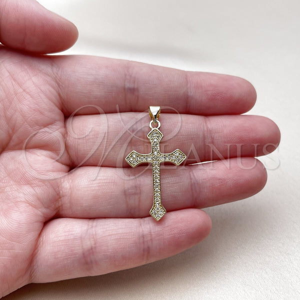 Gold Filled Pendant — Religious Pendant Cross Design with White Micro Pave — alternate product view — SKU 165822 | Oro Laminado dije — Religious Pendant cruz diseño with blanco Micro Pave — SKU 165822