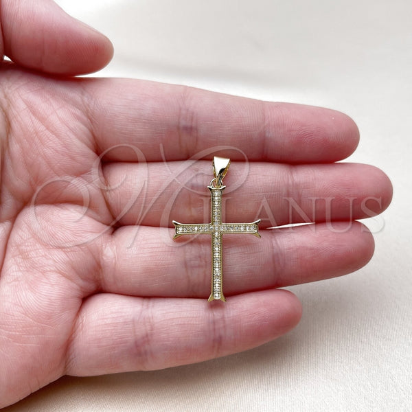 Gold Filled Pendant — Religious Pendant Cross Design with White Micro Pave — alternate product view — SKU 165823 | Oro Laminado dije — Religious Pendant cruz diseño with blanco Micro Pave — SKU 165823