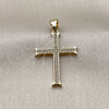 Oro Laminado Religious Pendant, Gold Filled Style Cross Design, with White Micro Pave, Polished, Golden Finish, 05.213.0221