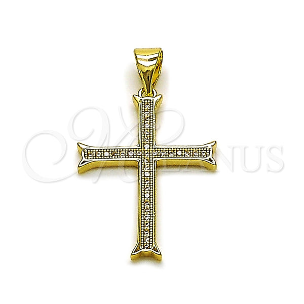 Gold Filled Pendant — Religious Pendant Cross Design with White Micro Pave — main product view — SKU 165823 | Oro Laminado dije — Religious Pendant cruz diseño with blanco Micro Pave — SKU 165823