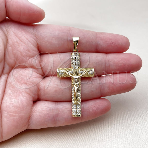 Gold Filled Pendant — Religious Pendant Crucifix Design with White Cubic Zirconia — alternate product view — SKU 165824 | Oro Laminado dije — Religious Pendant Crucifix diseño with blanco Cubic Zirconia — SKU 165824