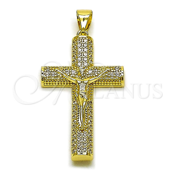 Gold Filled Pendant — Religious Pendant Crucifix Design with White Cubic Zirconia — main product view — SKU 165824 | Oro Laminado dije — Religious Pendant Crucifix diseño with blanco Cubic Zirconia — SKU 165824