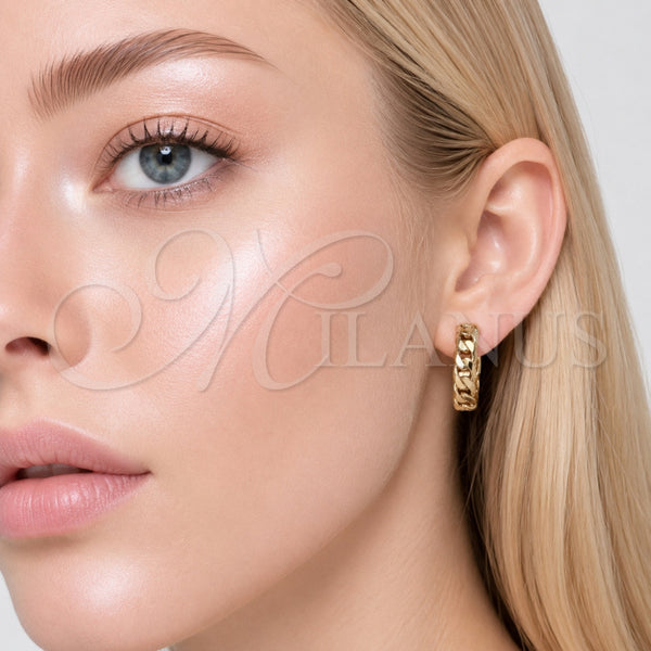 Gold Filled Hoop Earrings — Small Hoop Miami Cuban Design Diamond Cutting 02. — alternate product view — SKU 165828 | Oro Laminado aretes de aro — aro pequeño Miami Cuban diseño Diamond Cutting 02. — SKU 165828